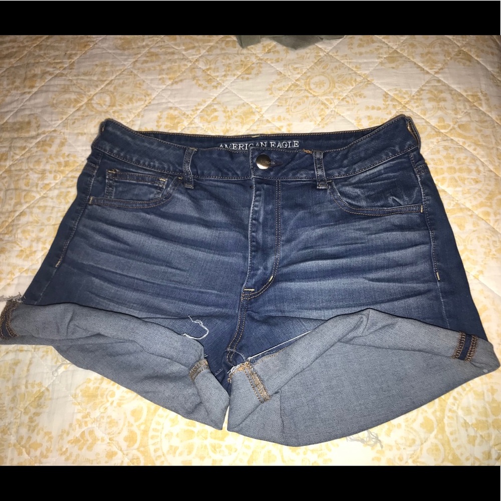 High rise denim shorts